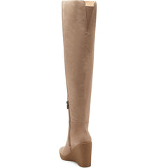 Jessica Simpson Cassida Nude Over The Knee Taupe Suede Platform Wedge Boots