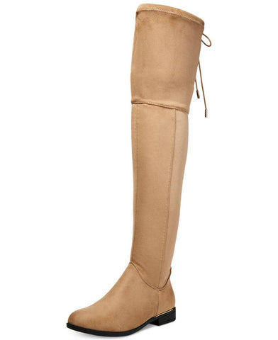 Wanted Women's Cordele Taupe Suede Fitted Over-the-knee Stretch vegan Suede Boot