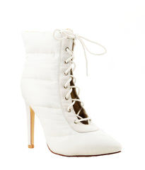 Cape Robbin Gigi-135 Winter White Lace Up  Puffer Ankle Bootie
