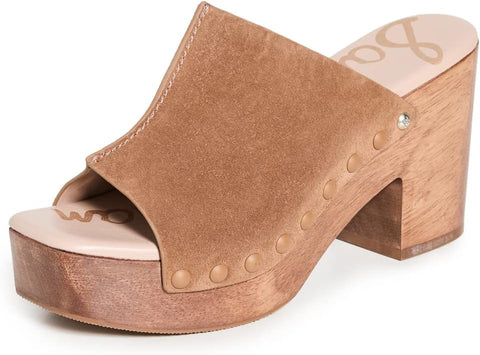 Sam Edelman Josselyn Whiskey Squared Open Toe Slip On Studded Block Heel Sandals
