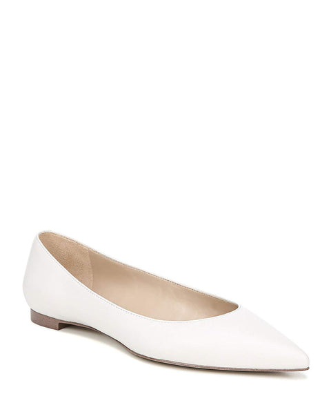 Bella Marie Angie-51 White Patent Vegan Leather Pointed Toe Ballet Flats