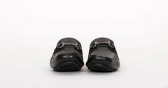 Pair of Kings Mens Black Leather Comfortable Slip On Everyday Dress Moccasins