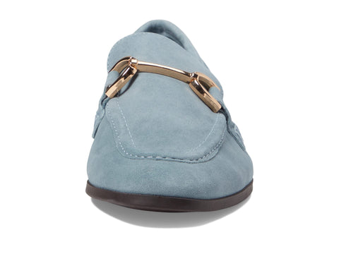 Steve Madden Carrine Baby Blue Slip On Almond Toe Stacked Flat Heel Dress Loafer
