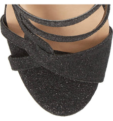 Lauren Lorraine Gidget Strappy Glitter Sandal High Formal Open Toe Prom Pump