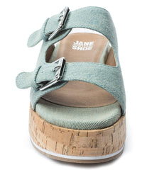 Jane and the Shoe Jordan Sandal Light Blue Denim Birken Buckle Mule