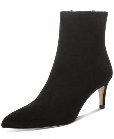 Sam Edelman Ulissa Black Suede Pointed Toe Side Kitten Heel Ankle Fashion Boots