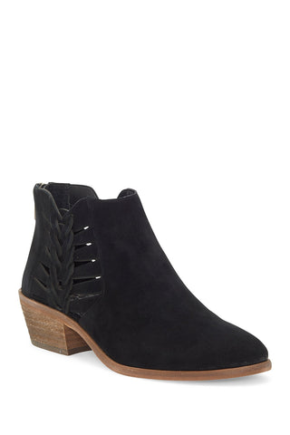 Vince Camuto Prestetta Black Suede Pointed Toe Suede Cutout Side Ankle Boots