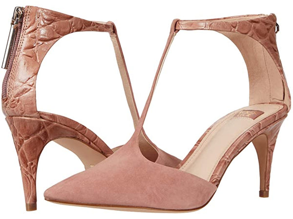 Louise Et Cie KALONA Ankle Strap Pointed-Toe Slim Wrapped Heel Pumps SOFT ROSE