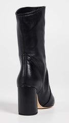 Sam Edelman Hartley Classic Mid Calf Black Leather Sleek Dress Bootie Boots