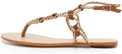 Schutz Veda Wood Platina Flat Sandals Thong Flat Fashion Strappy Sandals