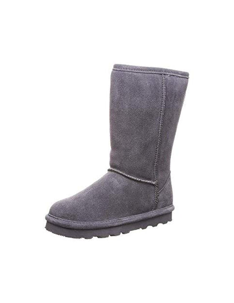 Bearpaw Casual Boots Girls Elle Tall Knee high Youth Charcoal Grey Cow Suede Fur Lined Boots (2, Charcoal)