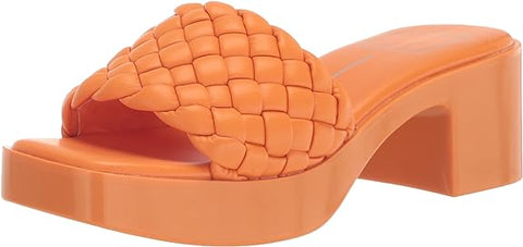 Dolce Vita Goldy Apricot Stella Slip On Woven Open Squared Toe Heeled Sandals