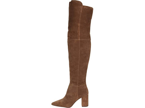 LOUISE ET CIE Wasi Granola Brown Suede Over The Knee Pointed Toe Block Heel Boot