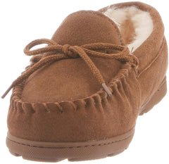 Bearpaw Women's Mindy Hickory Suede Sheepskin Covered Comfort Moccasin Slipper (Hickory Suede, 9)