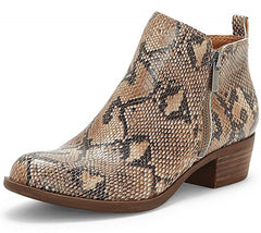 Lucky Brand Women's Basel Tobacco  Snake Low Cut Ankle Booties
