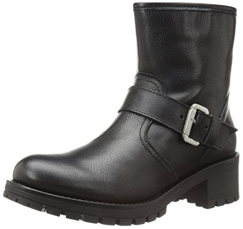 Bronx FA LENA  Freek Out Boot Black Leather Lug Sole Buckle Ankle Moto Chic Bootie