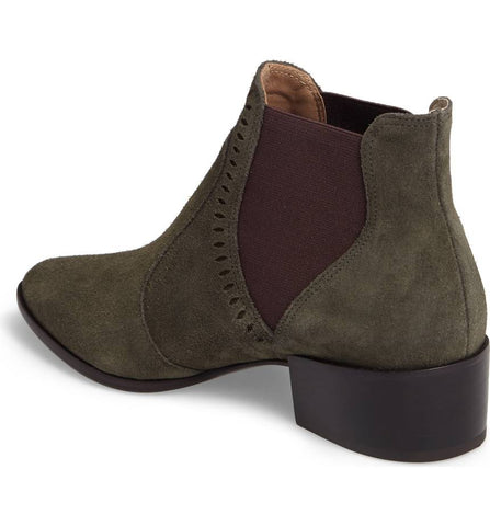 Klub Nico Zafira Forest Green Gore Side Oxford Block Heel Chelsea Ankle Boots