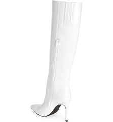 Jeffrey Campbell ARSEN-HI Stiletto Knee High Pointed Boots Winter White Ice