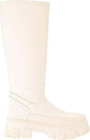 Circus by Sam Edelman Dollie White Pull On Round Toe Chunky Heel Tall Boots