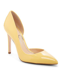 Jessica Simpson Prizma Pale Yellow Patent Pointed Toe stiletto Dress Pumps