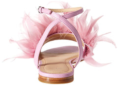 Pour La Victoire Layla Flat Feathered Sandal Orchid Pink Feather Fashion Sandals