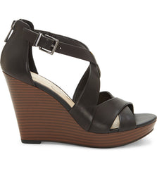 Jessica Simpson Jakayla Black Leather open Toe Platform Wedge Sandals