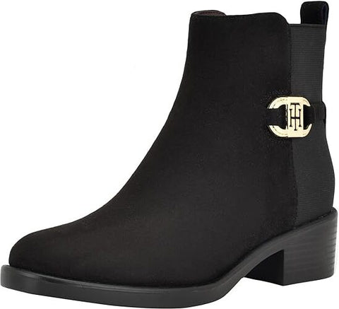 Tommy Hilfiger Imiera Black Round Toe Pull On Zip Closure Ankle Boot