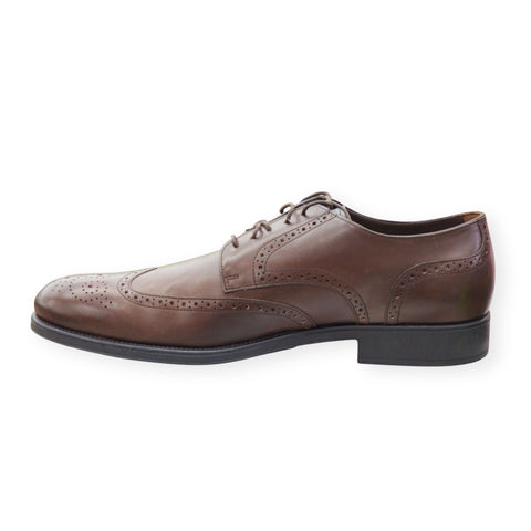 Tod's Mens Brown Derby Brown Leather Lace Up Wingtip Oxford Classic Shoes