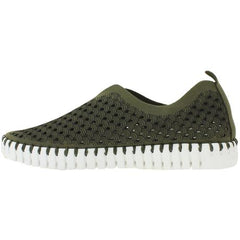 Ilse Jacobsen Tulip 139 Light Weight Slip On Perforated Flat Sneakers Deep Olive