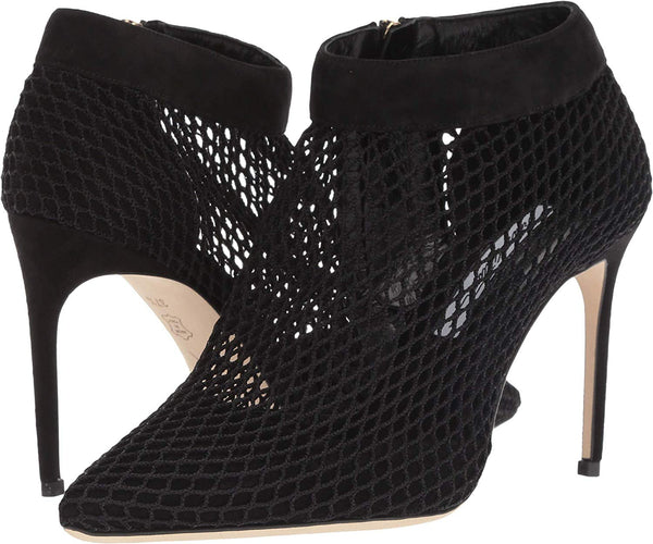 Brian Atwood VAIN Pumps Black Suede and Mesh Pointed Toe Dress Pump Bootie