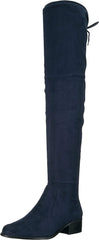 Charles David Gammon Navy Blue Stretch Suede Flat Round Toe Over The Knee Boots
