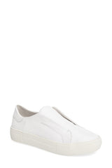 JSlides ALARA White Leather Laceless White Sole Slip On Fashion Sneakers