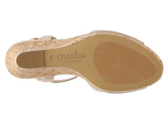 Charles by Charles David Latin Nude Cork T-Strap Open-Round Toe Platform Wedge