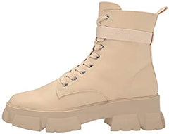 Steve Madden Thora-P Sand Leather Pocket Pouch Chunky Platform Ankle Boots