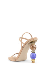 Jeffery Campbell Gema Blue Open-Toe Gleaming Orbs Heeled Strappy Sandals