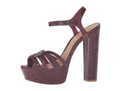Schutz Liloka Red Wine Crocodile Leather High Heel Platform Fashion Pumps