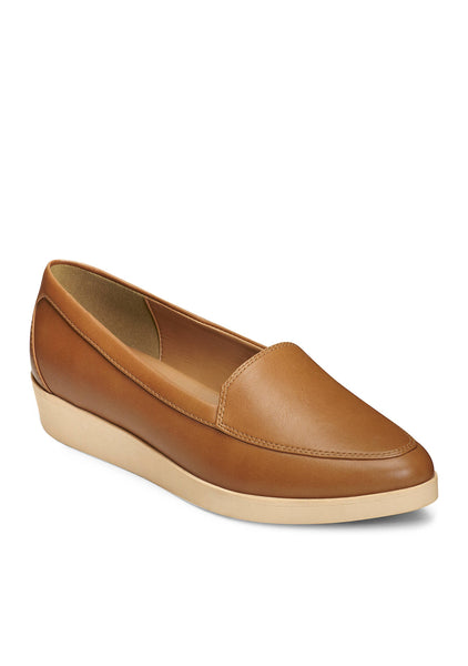 Aerosoles Clever Tan Low Wedge and Platform Round Toe Slip On Loafer