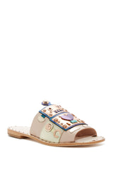 Ivy Kirzhner Bobby Blush Embellished Luxe Kidsuede Slip-On Slide Sandal