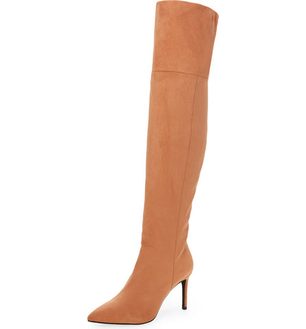 Jeffrey Campbell PILLAR-HI Blush Suede High Heel Pointed Toe Over Knee Boots