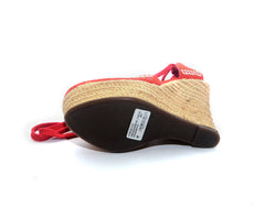 Schutz Womens Kivia Summer Red Platform Heel Espadrille Wrap-Tie Closure Sandals