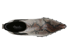 Charles David Duke Dark Taupe Snake Block Heel Embellished Chelsea Ankle Booties