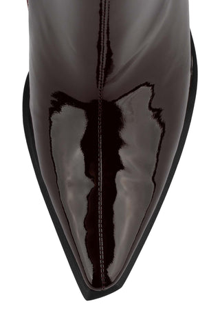 Jeffrey Campbell LA-Siren Boot-Black Patent Leather Pointy Block Heel Bootie