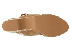Kelsi Dagger Nash Tan Ankle Strap Round Open-Toe Wedge Chunky Platform Sandal