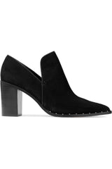 Schutz Fomo Black Suede Chunky Block Pointed Toe Cut Out Anjkle Bootie