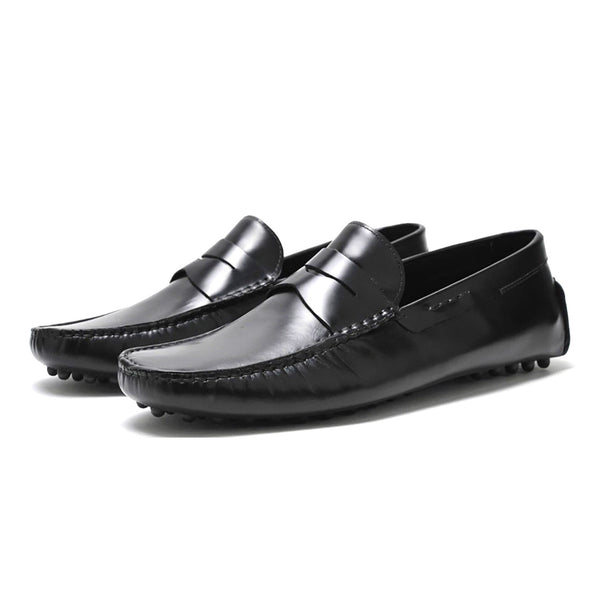 Pair Of Kings The Royal Black Calf Leather Slip On Pointed Toe Loafer Moccasins