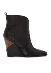 Jessica Simpson Hilrie Fashion Boot Black Leather Ponty Wedge Ankle Bootie
