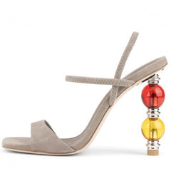 Jeffery Campbell Gema Taupe Open-Toe Stacked Orbs Heeled Strappy Sandals (8.5 M US, Taupe)
