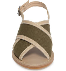 Kelsi Dagger Hinsdale Wheat/Olive Ankle Strap Buckle Open Toe Leather Sandal