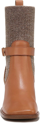 Sam Edelman Marci Lt Cuoio Brown/Praline Buckle Ankle Leather Fabric Booties