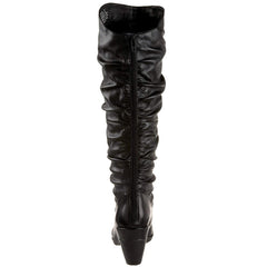 Miz Mooz Womens Charley Black Leather Over The Kneel Full Zipper Boots (Black, 11)